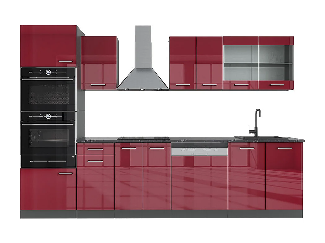 Cuisine rouge brillant/anthracite 300x46x81.6 r-line