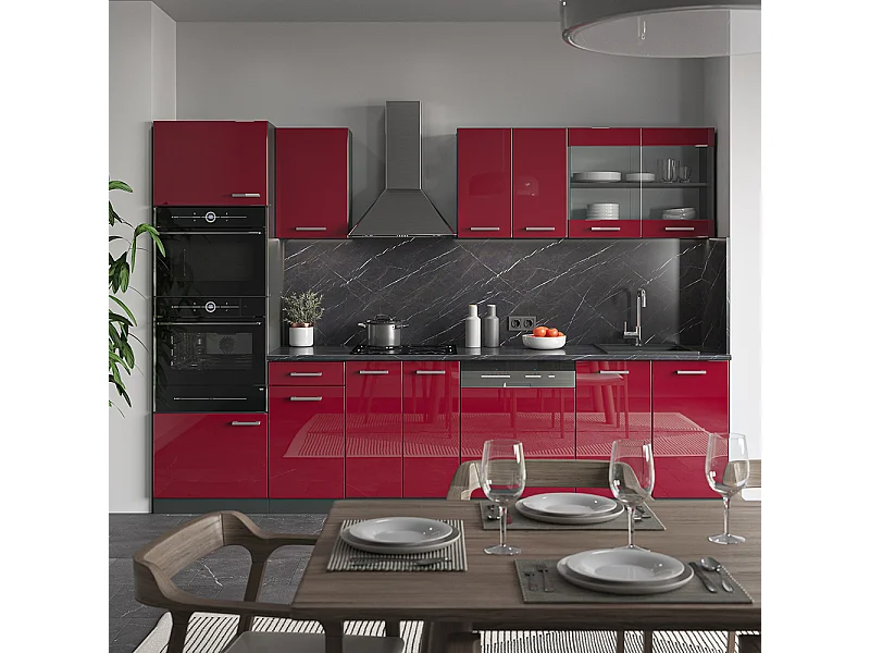 Cuisine rouge brillant/anthracite 300x46x81.6 r-line