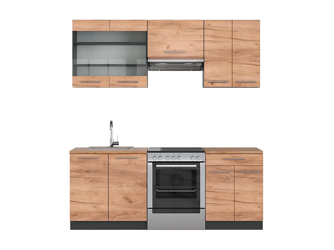 Cuisine chêne doré/anthracite 200x60x81.6 fame-line