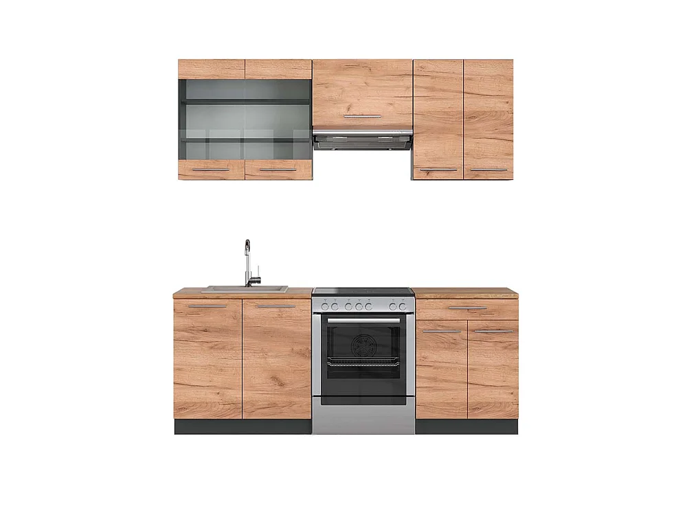 Køkkenrække guld power eg/antracit 200x60x81.6 fame-line