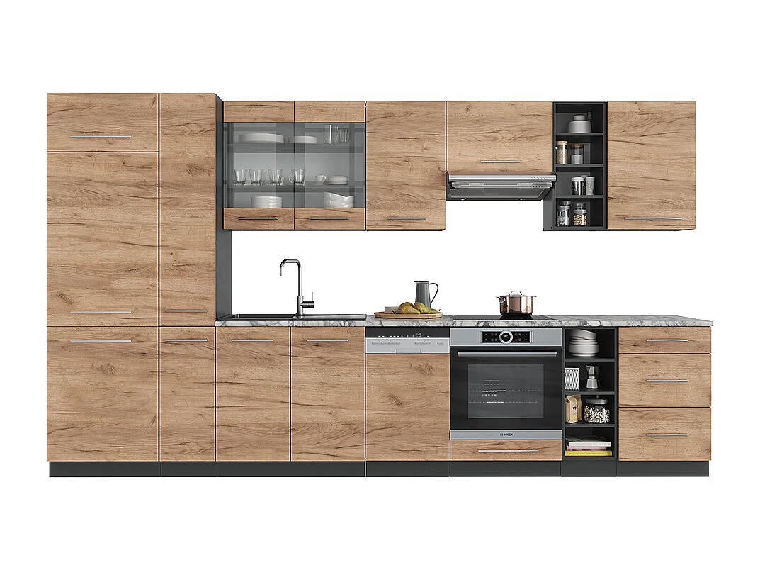 Küchenzeile goldkraft eiche/anthrazit 355x46x81.6 fame-line