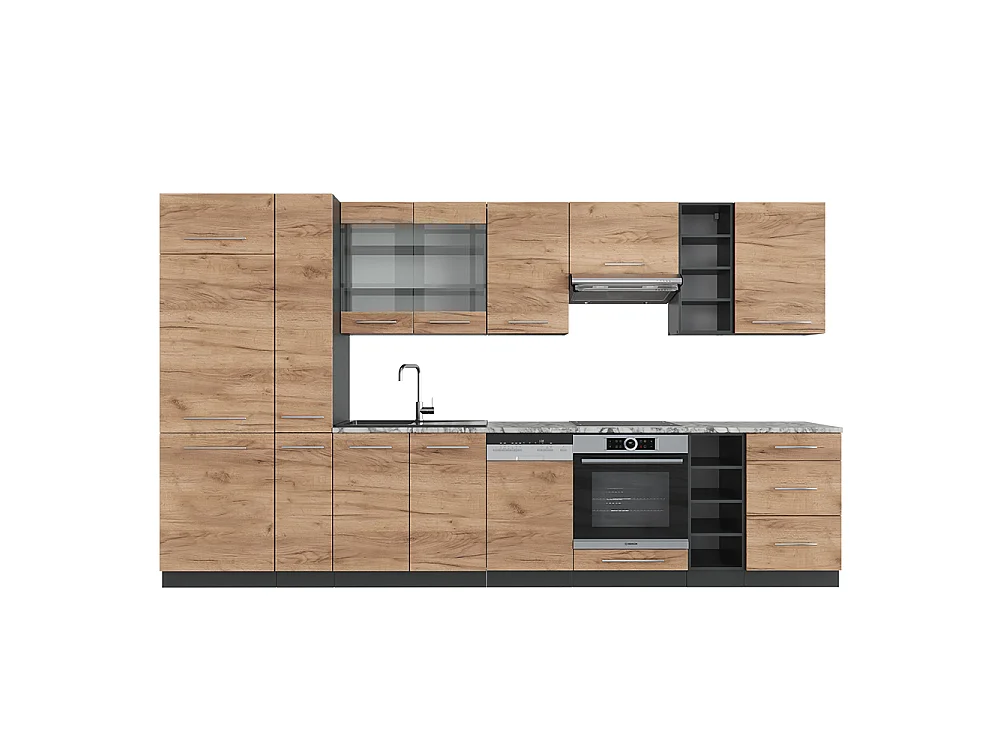 Küchenzeile goldkraft eiche/anthrazit 355x46x81.6 fame-line