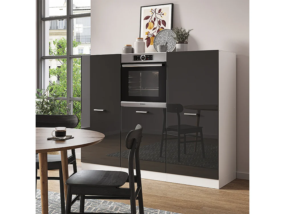 Bloque de cocina antracita brillo intenso/blanco 180x46x81.6 r-line