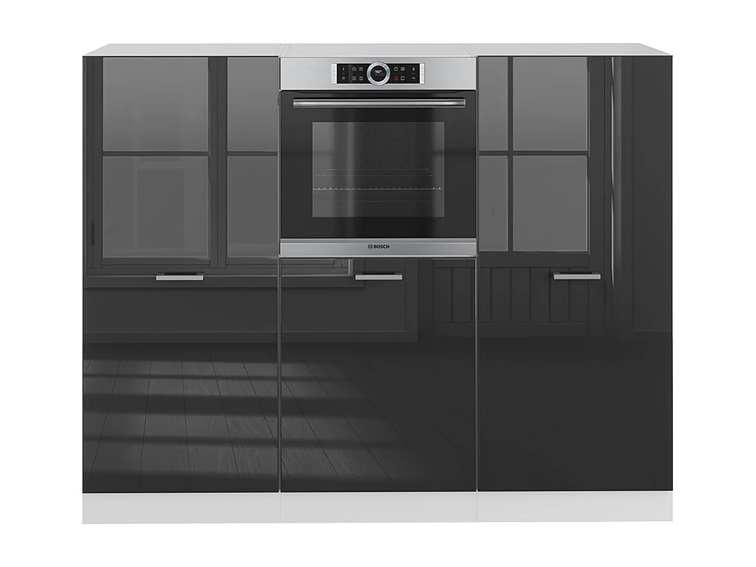 Bloque de cocina antracita brillo intenso/blanco 180x46x81.6 r-line