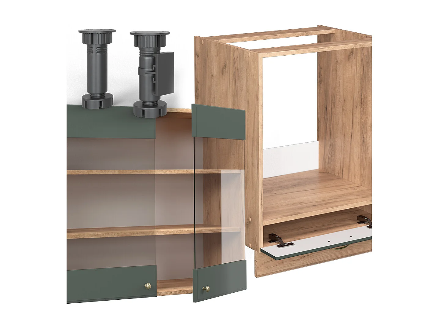 Cocina esquinera green-gold country/gold power roble 190x60x81.6 fame-line