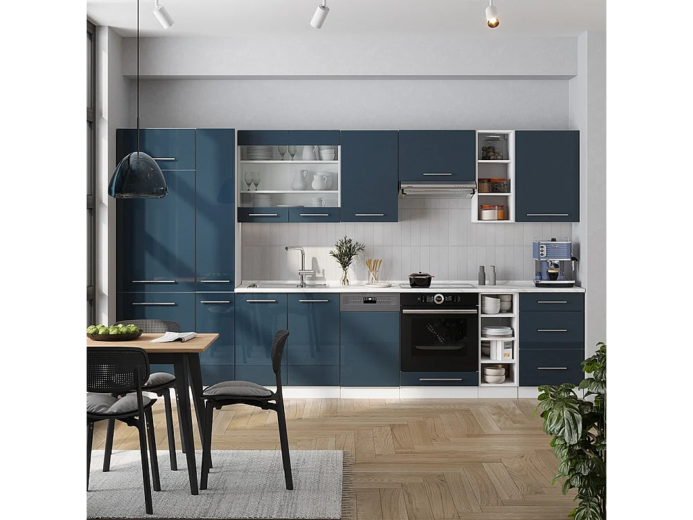 Keukenblok donkerblauw hoogglans 355x46x81.6 fame-line