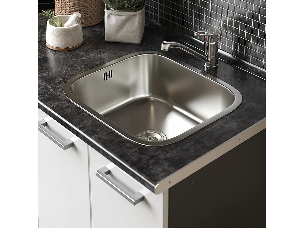 Cocina para solteros blanco brillo/antracita 160x46x81.6 r-line