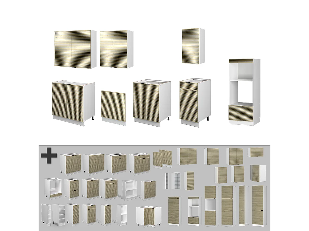 Aneks kuchenny panel dębowy/biały 300x60x81.6 fame-line