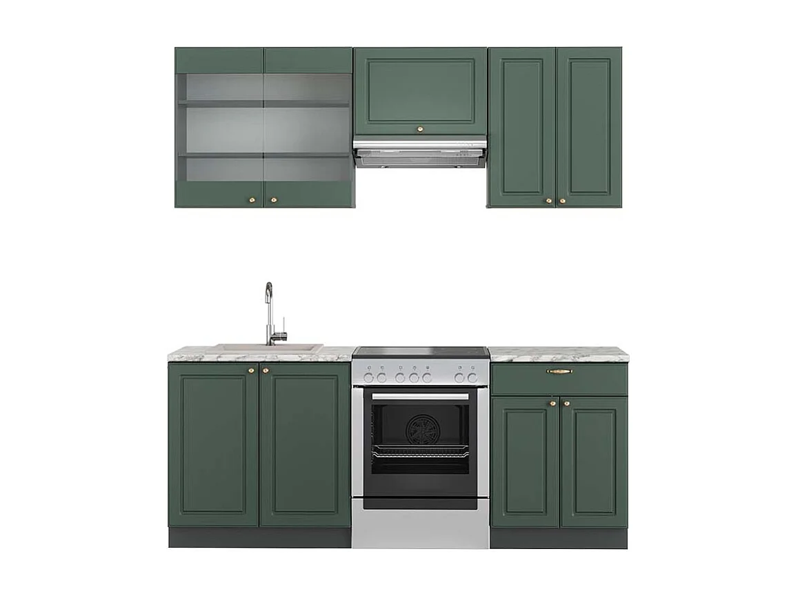 Cuisine vert et or campagne/anthracite 200x60x81.6 fame-line