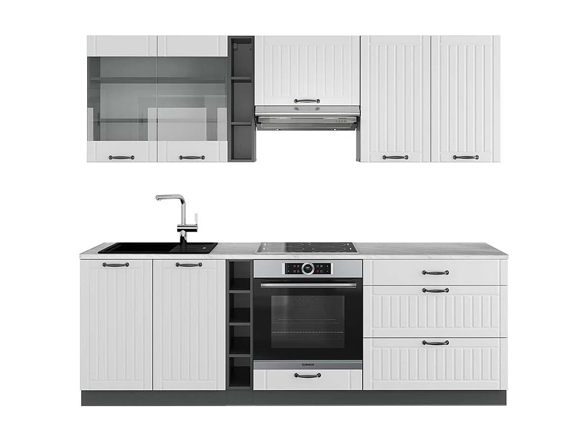 Cuisine blanc cottage/anthracite 235x60x81.6 fame-line