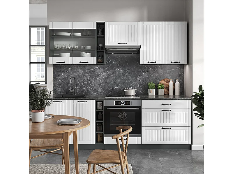 Complete keukeneenheid landhuis wit/antraciet 235x60x81.6 fame-line