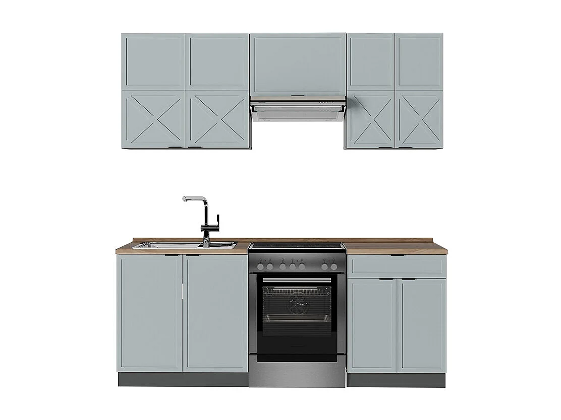 Cuisine bleu clair-gris/anthracite 200x60x81.6 fame-line