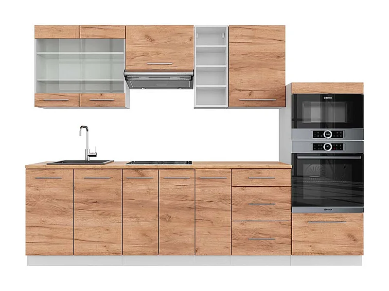 Mueble de cocina oro potencia roble/blanco 280x60x81.6 fame-line