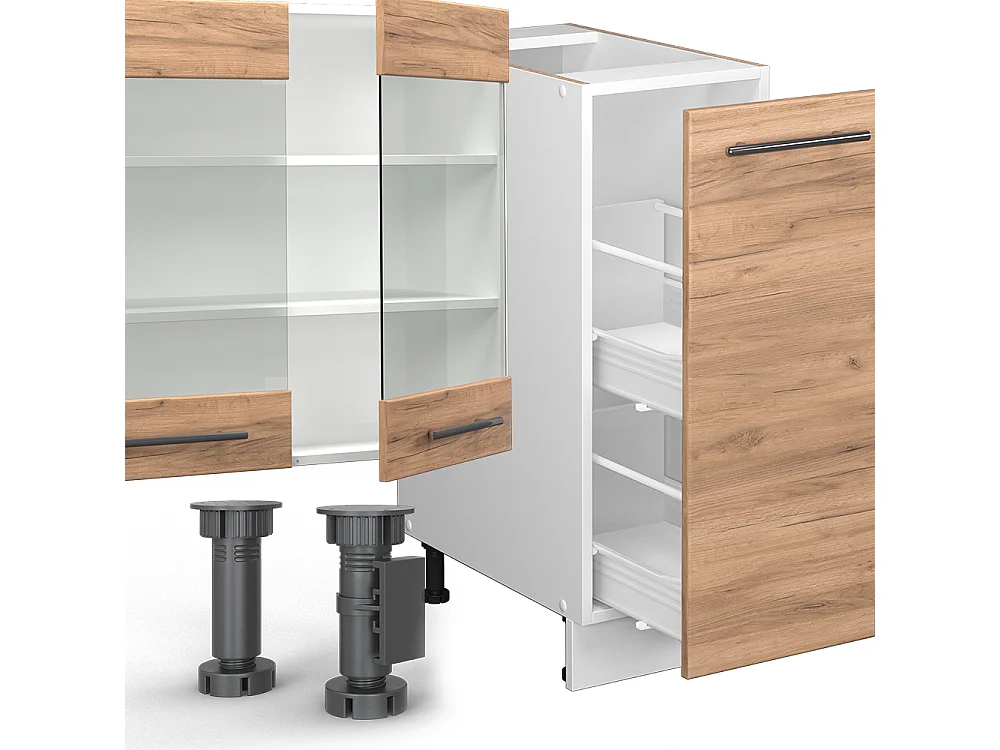 Mueble de cocina oro potencia roble/blanco 280x60x81.6 fame-line