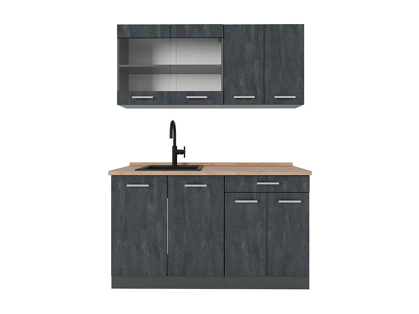 Cuisine noir béton/anthracite 140x60x81.6 r-line