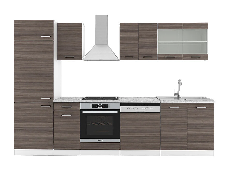 Cucina componibile grigio prezioso/bianco 300x60x81.6 r-line