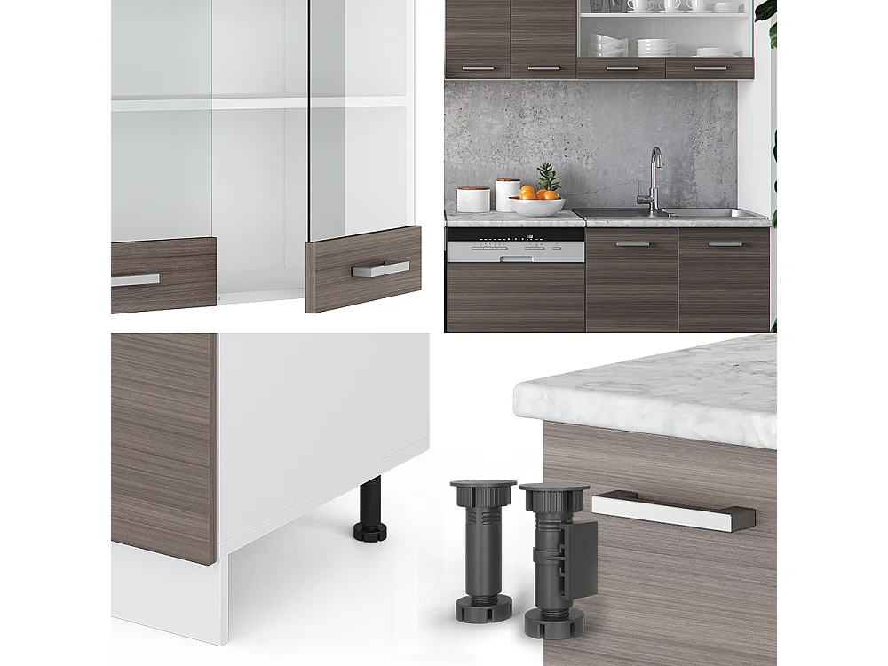 Cucina componibile grigio prezioso/bianco 300x60x81.6 r-line