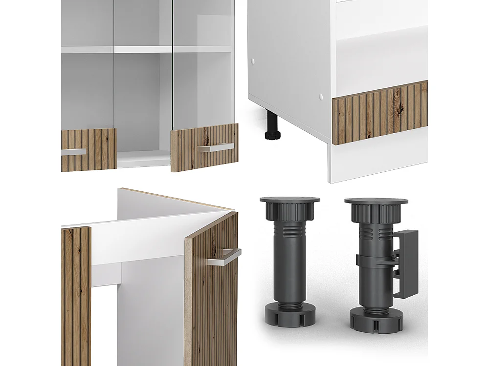 Kogoszczona kuchnia dąb rzemieślniczy/biały 287x60x81.6 r-line