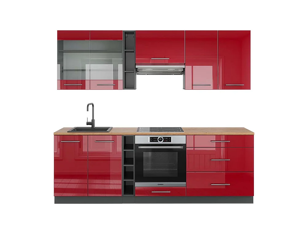 Cuisine bordeaux haute brillance/anthracite 235x60x81.6 fame-line