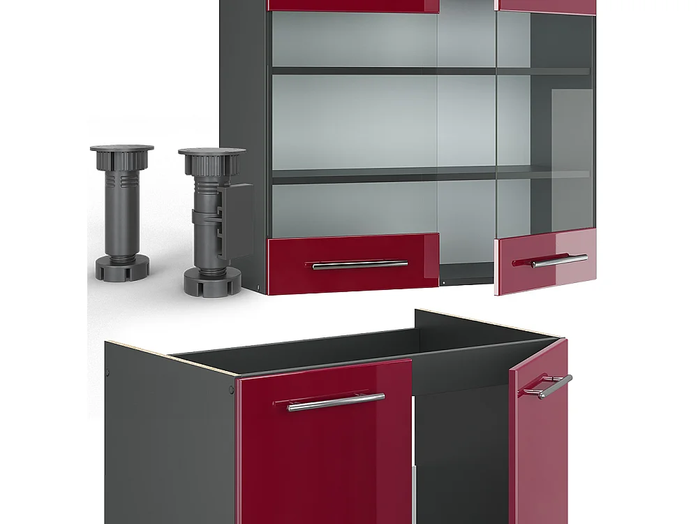 Cuisine bordeaux haute brillance/anthracite 235x60x81.6 fame-line