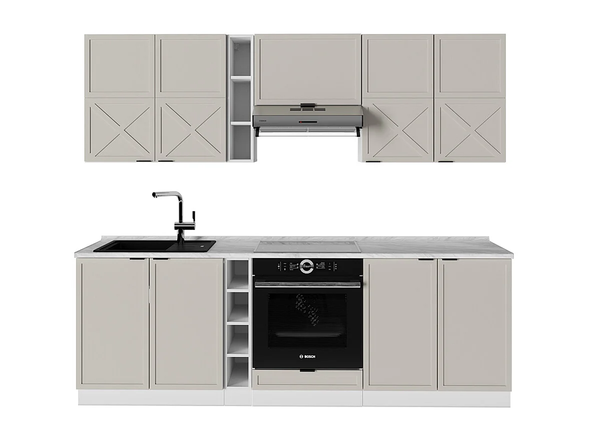 Mueble de cocina gris/beige/blanco 235x60x81.6 fame-line