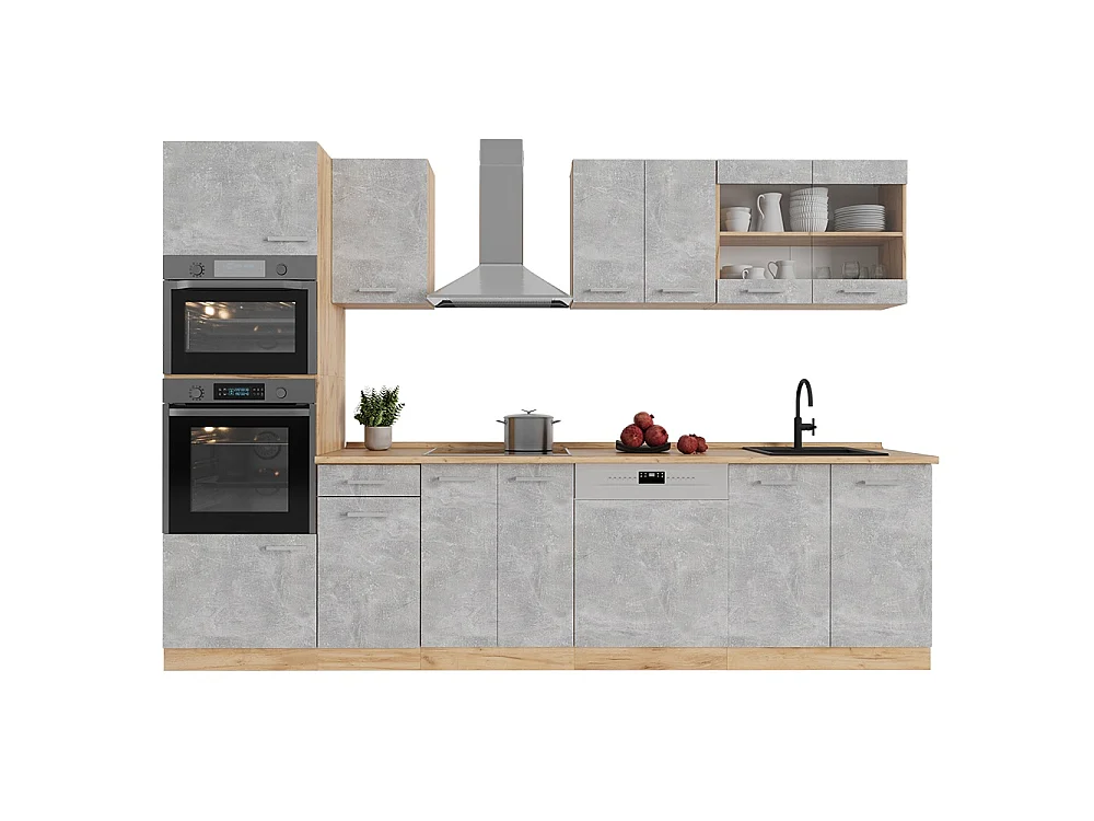 Cuisine béton/force dor chêne 300x46x81.6 r-line