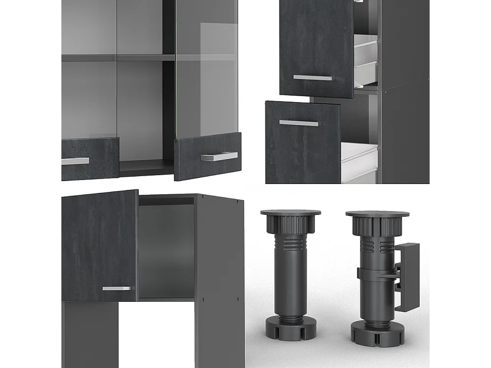 Cocina  hormigón negro/antracita 350x60x81.6 r-line