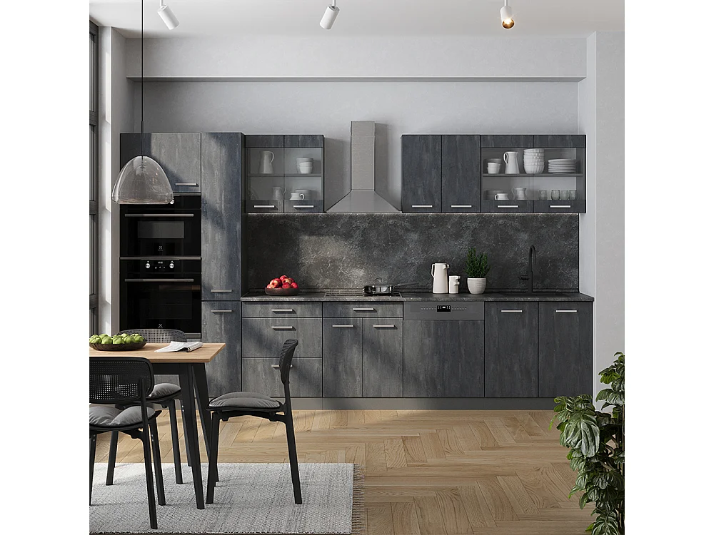 Cucina  calcestruzzo nero/antracite 350x60x81.6 r-line