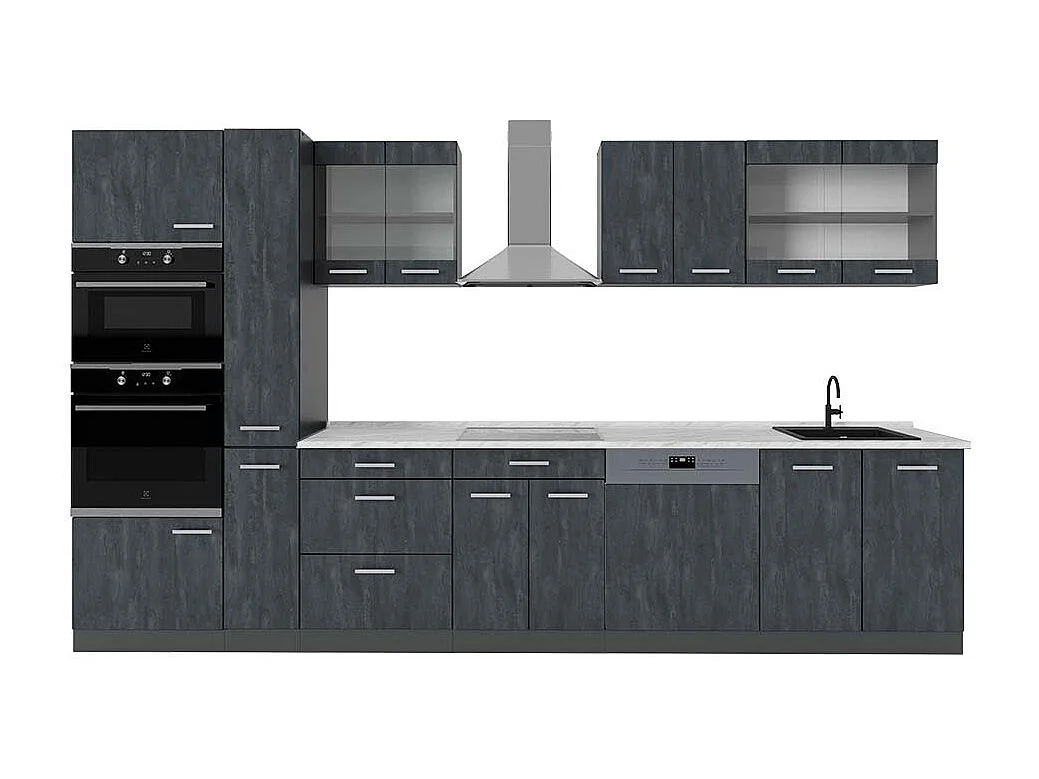 Cucina  calcestruzzo nero/antracite 350x60x81.6 r-line