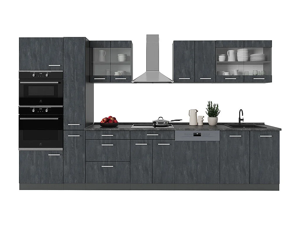 Cucina  calcestruzzo nero/antracite 350x60x81.6 r-line