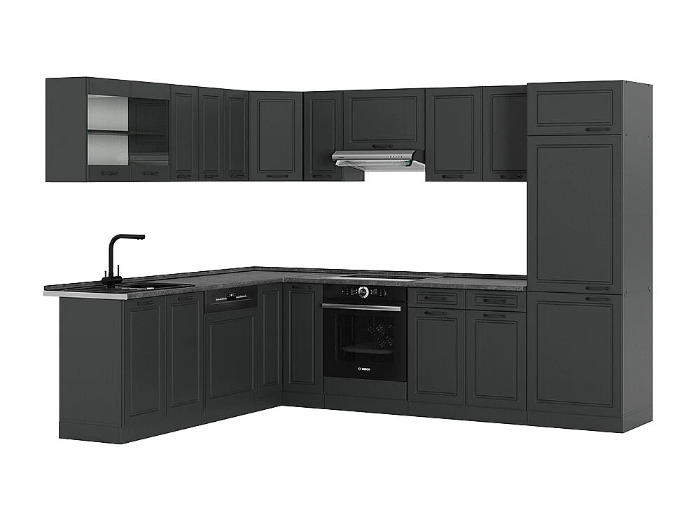 Hoekkeuken antraciet landhuis/antraciet 287x60x81.6 r-line