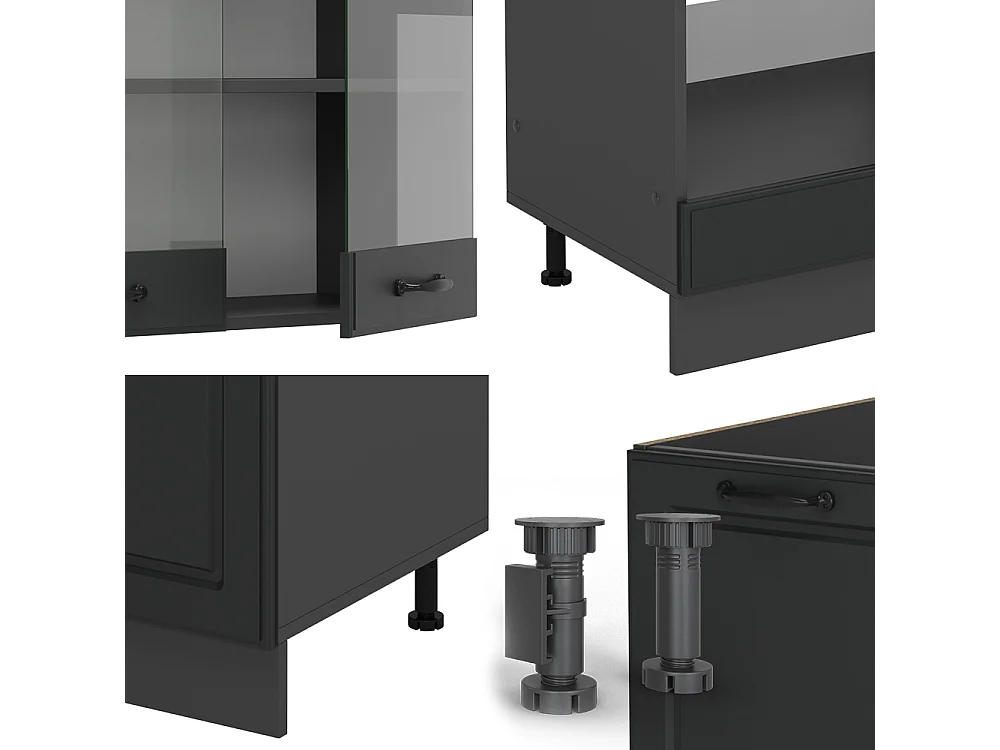 Hoekkeuken antraciet landhuis/antraciet 287x60x81.6 r-line