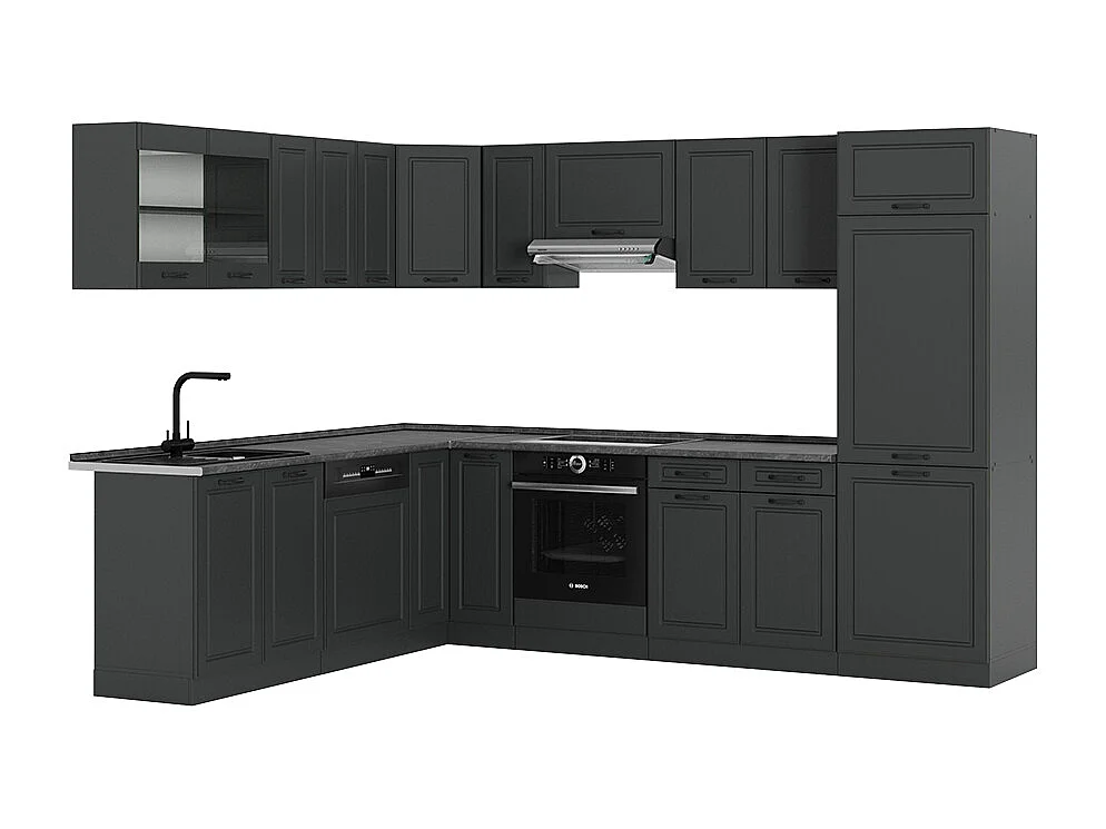 Cozinha de canto casa de campo antracite/antracite 287x60x81.6 r-line