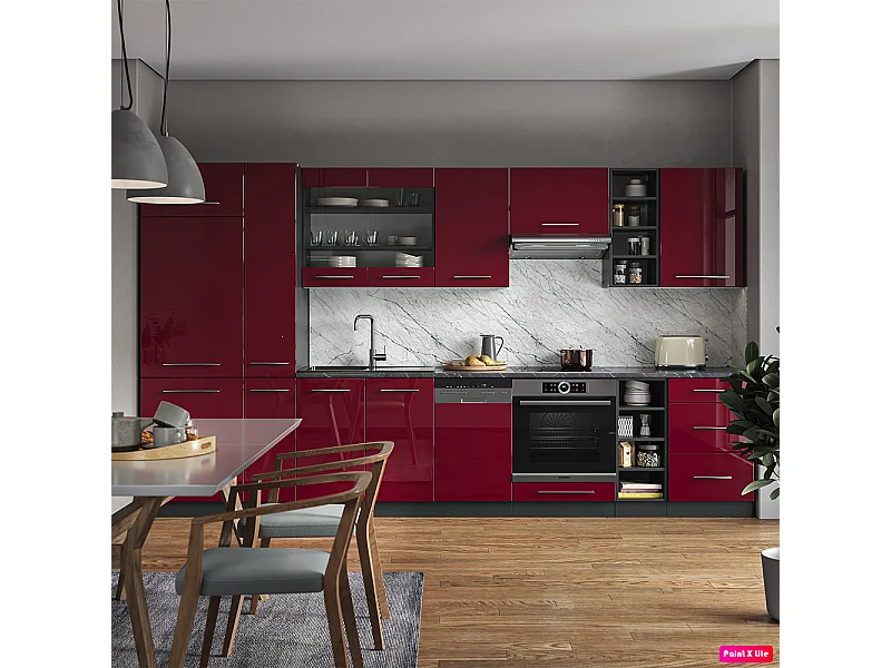 Cuisine bordeaux haute brillance/anthracite 355x60x81.6 fame-line