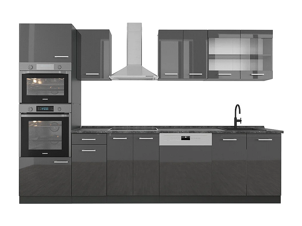 Køkkenrække antracit højglans/antracit 300x60x81.6 r-line