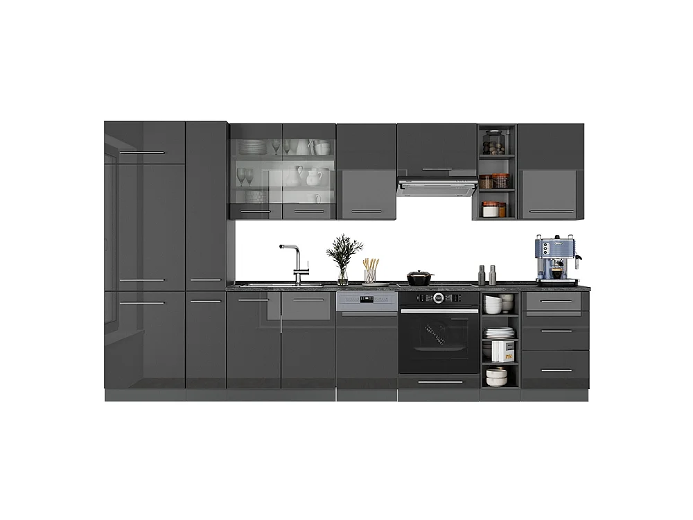 Cucina componibile antracite lucido 355x60x81.6 fame-line