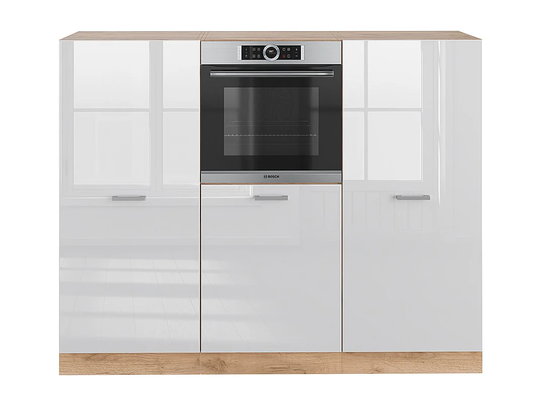 Bloc cuisine blanc brillant/chêne doré 180x46x81.6 r-line