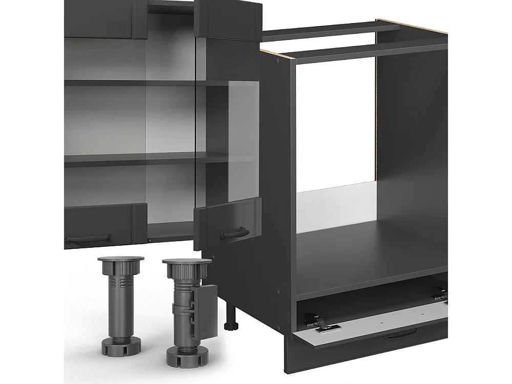 Cuisine en angle gris foncé 347x60x81.6 fame-line