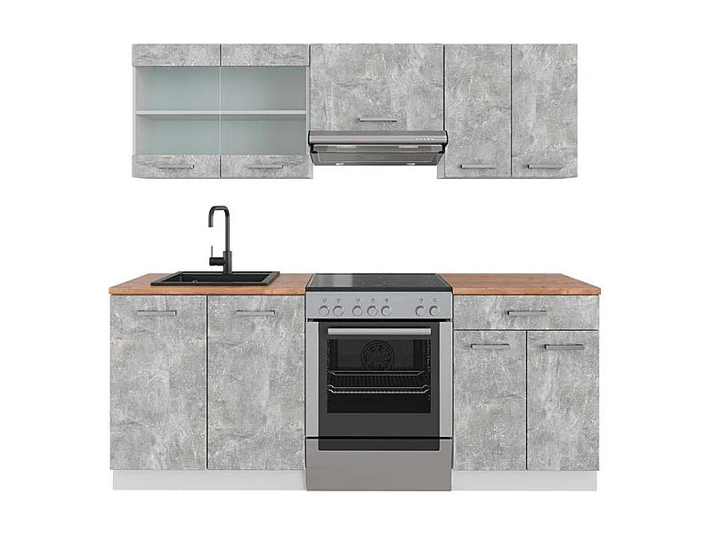 Cuisine béton/blanc 200x60x81.6 r-line