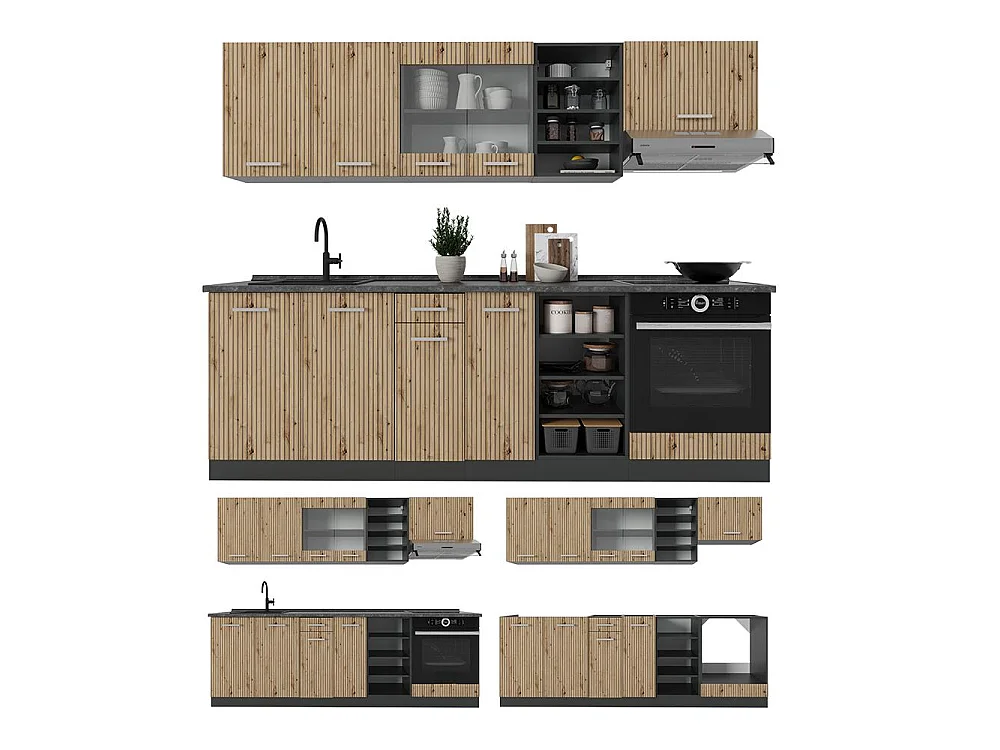 Cuisine chêne artisan/anthracite 240x60x81.6 r-line