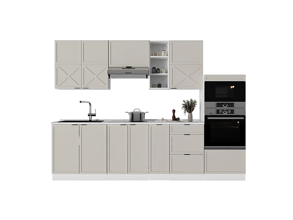 Mueble de cocina gris/beige/blanco 280x46x81.6 fame-line