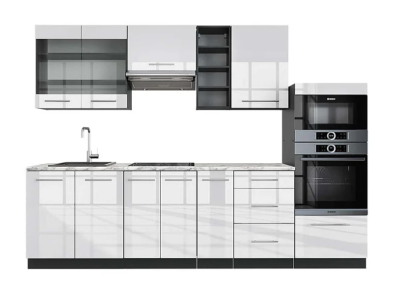 Mueble de cocina blanco brillo/antracita 280x60x81.6 fame-line