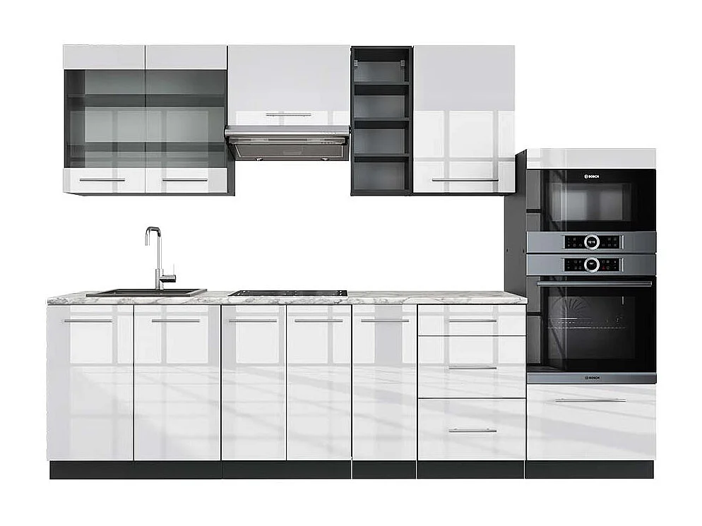 Cuisine blanc brillant/anthracite 280x60x81.6 fame-line