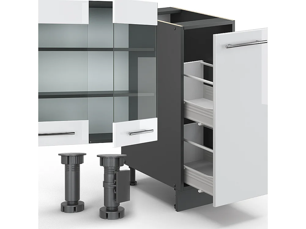 Cuisine blanc brillant/anthracite 280x60x81.6 fame-line