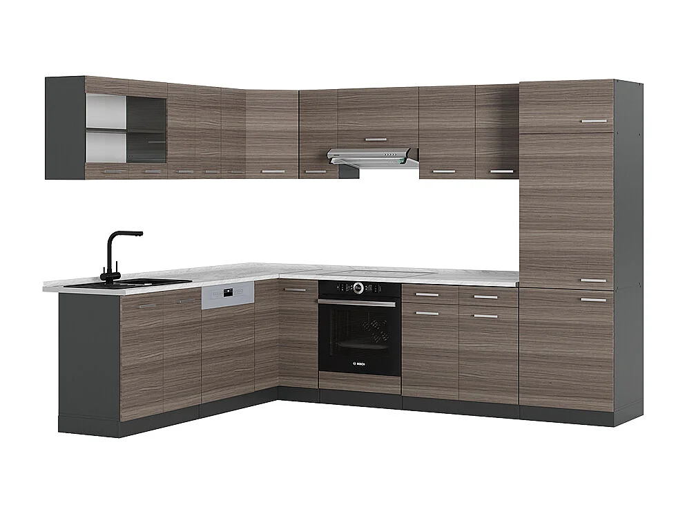 Hjørnekøkken ædelgrå/antracit 287x60x81.6 r-line