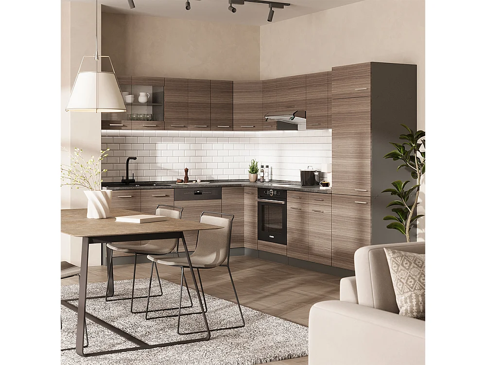 Hjørnekøkken ædelgrå/antracit 287x60x81.6 r-line