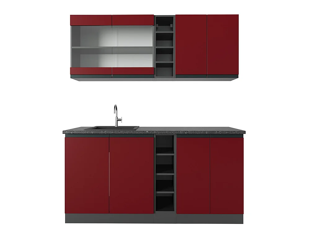 Cuisine rouge/anthracite 160x60x81.6 r-line