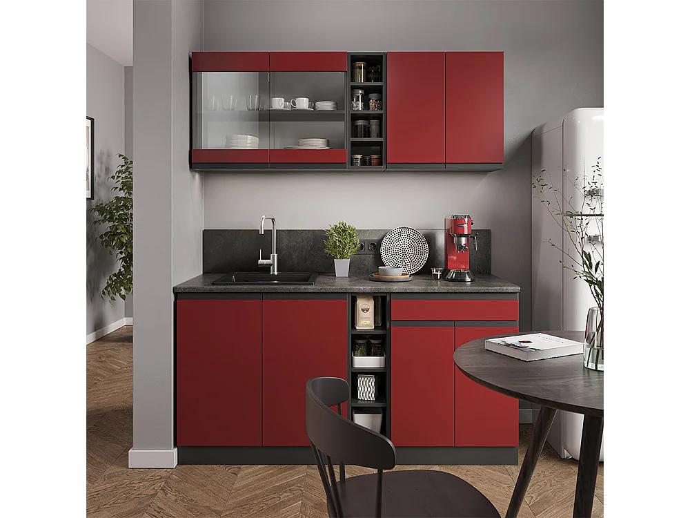 Cuisine rouge/anthracite 160x60x81.6 r-line