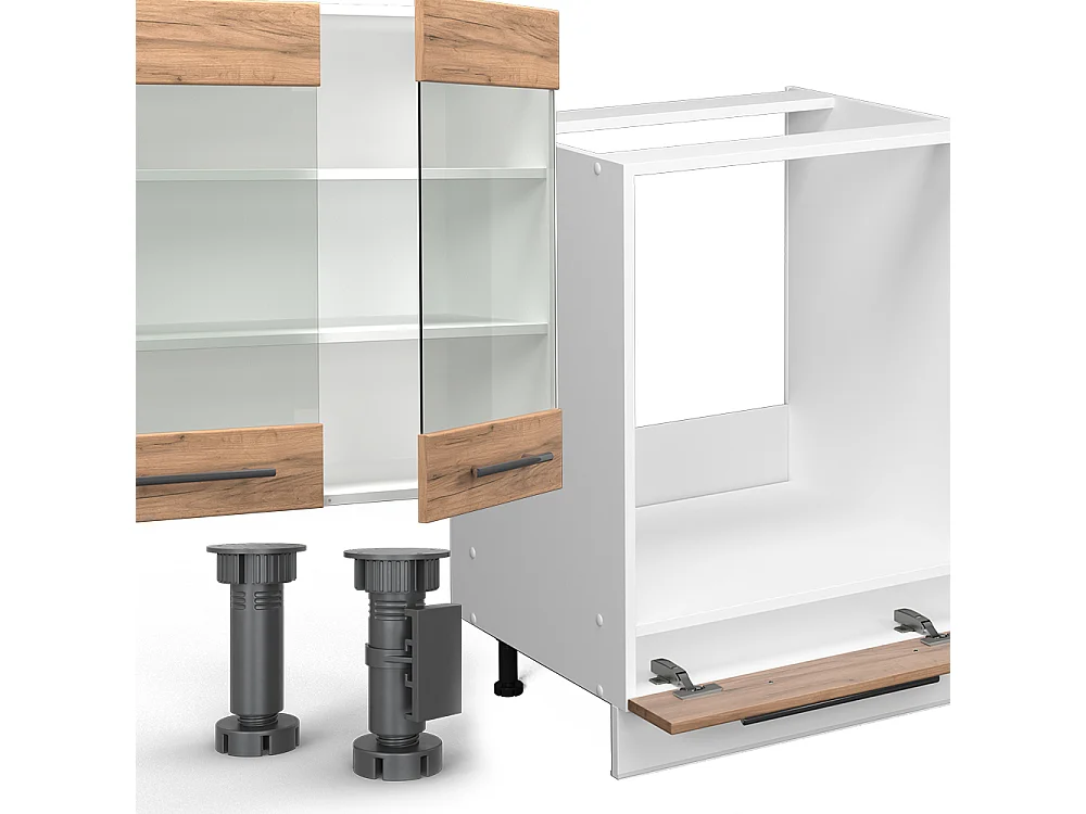 Mueble de cocina oro potencia roble/blanco 300x46x81.6 fame-line