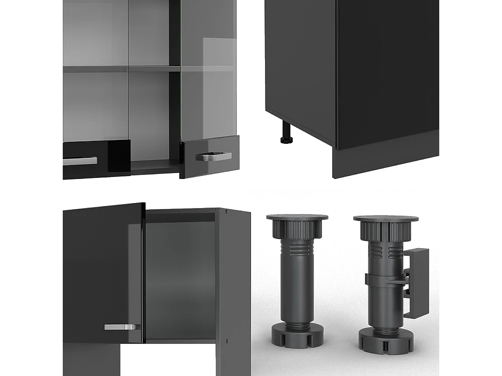 Cuisine noir brillant/anthracite 300x60x81.6 r-line